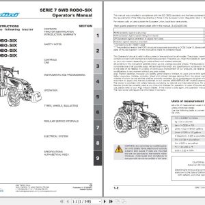 Landini Tractor 7 165 to 7 180 ROBO SIX Operators Maintenance Manual 6720598A1 EN 1