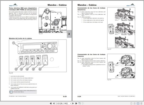 Landini Tractor 7 165 to 7 180 SWB ROBO SIX Operators Maintenance Manual 6691062A1 ES 2