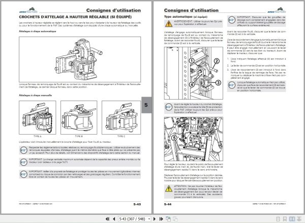 Landini Tractor 7 165 to 7 180 SWB ROBO SIX Operators Maintenance Manual 6720599A1 FR 2