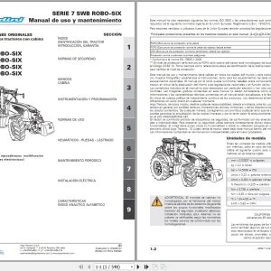 Landini Tractor 7 165 to 7 180 SWB ROBO SIX Operators Maintenance Manual 6720601A1 ES 1