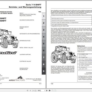 Landini Tractor 7 175 7 190 V SHIFT Operators Maintenance Manual 6603453A2 DE 1