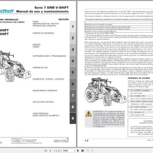 Landini Tractor 7 175 to 7 180 SWB V SHIFT Operators Maintenance Manual 6720611A1 ES 1