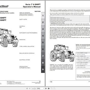 Landini Tractor 7 180 7 200 V SHIFT Operators Maintenance Manual 6622308A2 EN 1