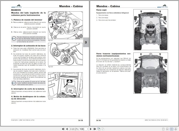 Landini Tractor 7 200 7 210 7 230 ROBO SIX ACTIVE Operators Maintenance Manual 6674067A1 ES 2