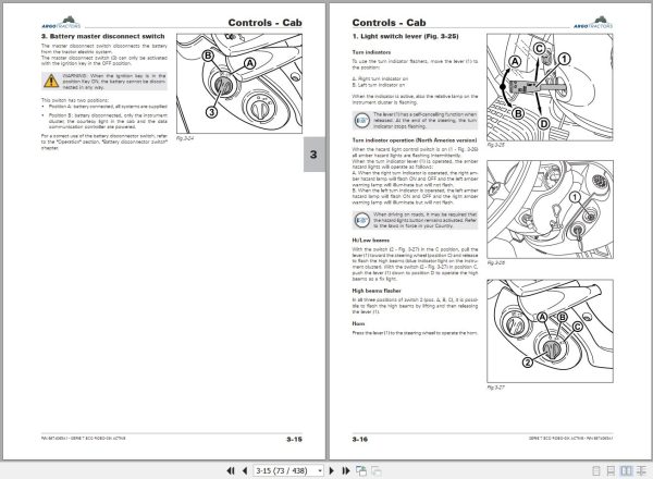 Landini Tractor 7 200 7 210 7 230 ROBO SIX Operators Maintenance Manual 6674065A1 EN 2