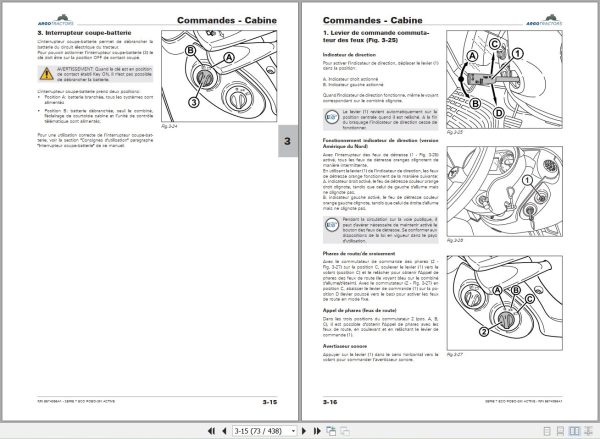 Landini Tractor 7 200 7 210 7 230 ROBO SIX Operators Maintenance Manual 6674066A1 FR 2