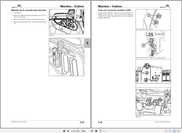 Landini Tractor 7 210 7 230 7 240 V SHIFT Operators Maintenance Manual 6670774A3 ES 2