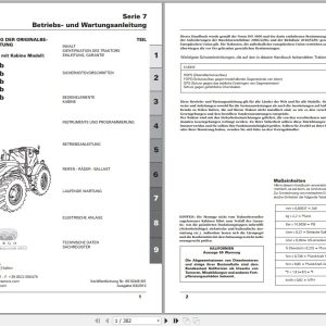 Landini Tractor 7 Series 7 180 T3b to 7 235 T3b Operators Maintenance Manual 6510345M1 DE 1