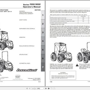 Landini Tractor 7070IS to 90105AR Operators Maintenance Manual 6519250M1 EN 1