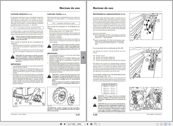 Landini Tractor 7070IS to 90105AR Operators Maintenance Manual 6519253M1 ES 2