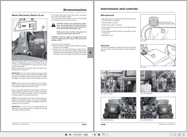 Landini Tractor 7075IS to 90115AR Operators Maintenance Manual 6631036A1 EN 2