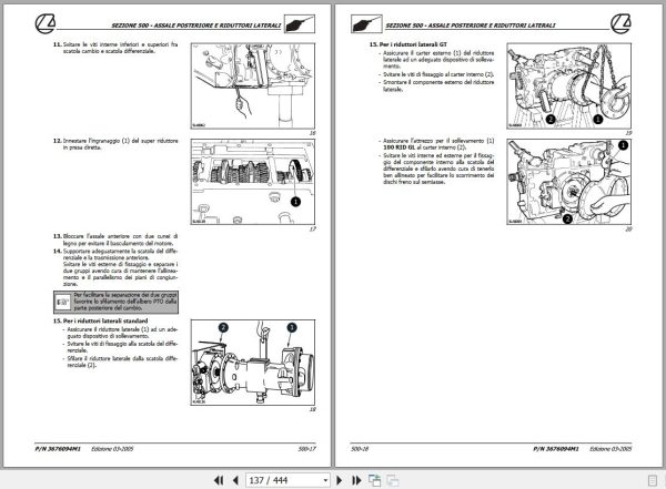 Landini Tractor ALPINE 65 75 85 Service Manual 3676094M1 IT 2
