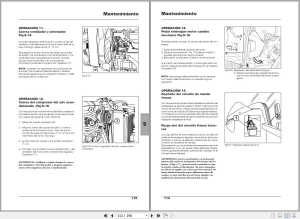 Landini Tractor Alpine 70 T3 to 85GT T3 Operators Maintenance Manual 6502288M2 ES 2
