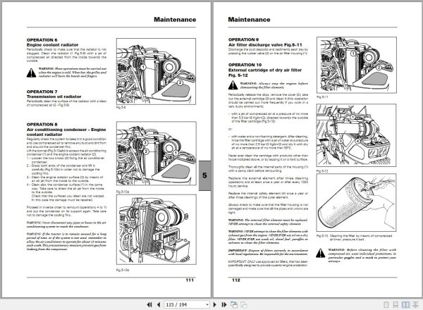 Landini Tractor Alpine 70 to 85GT T3 Operators Maintenance Manual 6502286M1 EN 2