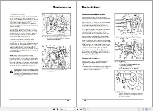 Landini Tractor Atlas 70 100 Operators Maintenance Manual 3651943M2 ES 2