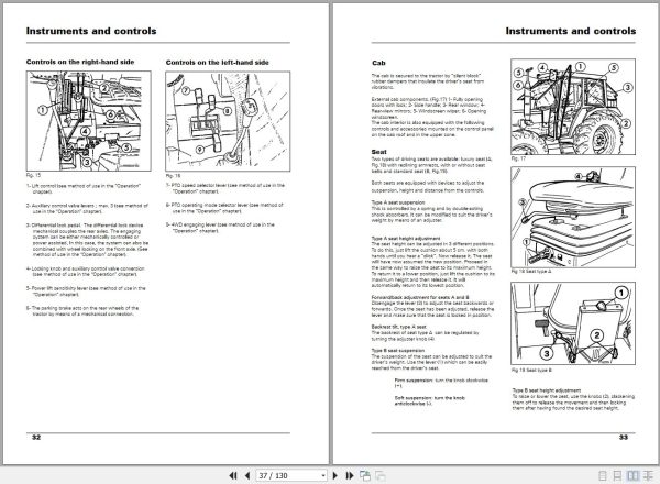 Landini Tractor Blizzard 50 to 95 Operators Maintenance Manual 3539559M4 EN 2