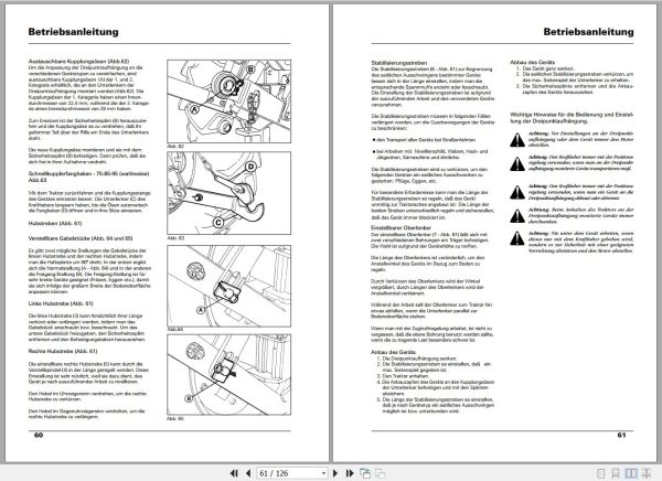 Landini Tractor Blizzard 50 to 95 Operators Maintenance Manual 3539561M3 DE 2