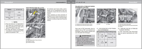 Landini Tractor DT 1 30 DT 1 35 Operators Maintenance Manual 6509094M1 ES 2