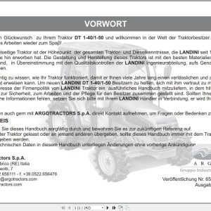 Landini Tractor DT 1 40 1 50 Operators Maintenance Manual 6509100M1 DE 1