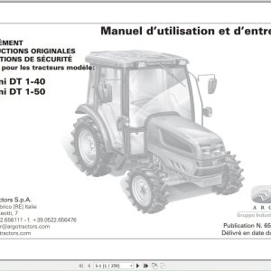 Landini Tractor DT 1 40 1 50 Operators Maintenance Manual 6512660M1 FR 1