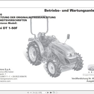 Landini Tractor DT 1 50F Operators Maintenance Manual 6512667M1 DE 1