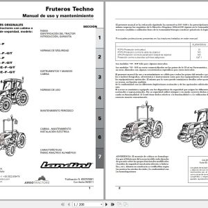 Landini Tractor Fruteros 60F Techno to 110GT Techno Operators Maintenance Manual 6507979M1 ES 1