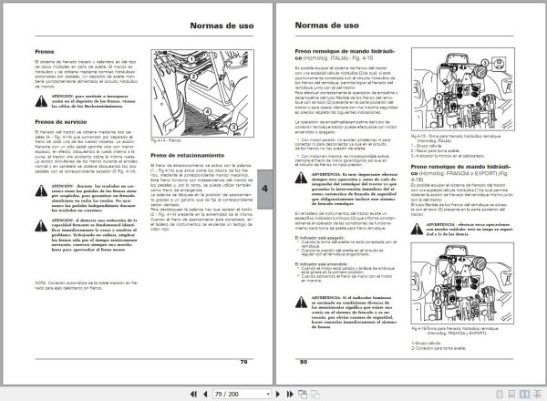 Landini Tractor Fruteros 60F Techno to 110GT Techno Operators Maintenance Manual 6507979M1 ES 2