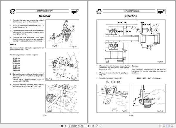 Landini Tractor GLOBUS 55 65 80 Service Manual 3651997M2 EN 2
