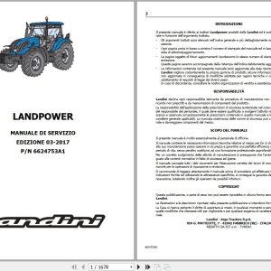 Landini Tractor LANDPOWER 125 to 165 Service Manual 6624753A1 IT 1
