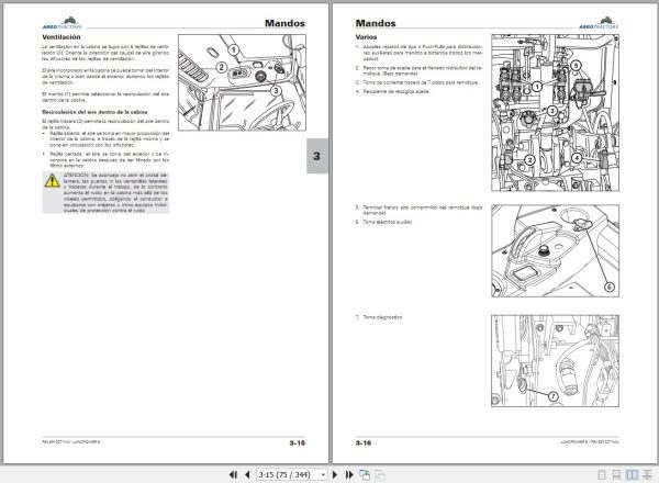 Landini Tractor LANDPOWER II 125 135 145 165 Operators Maintenance Manual 6513271M4 ES 2