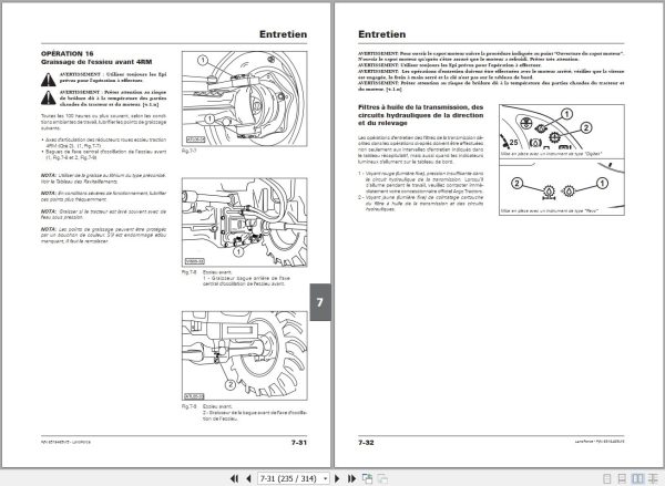 Landini Tractor LandForce 115 125 Operators Maintenance Manual 6516465M5 FR 2