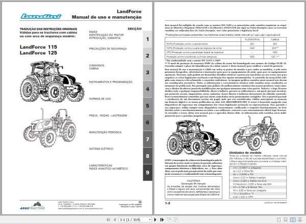 Landini Tractor LandForce 115 125 Operators Maintenance Manual 6516468M5 PT 1