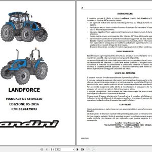 Landini Tractor LandForce 115 125 Service Manual 6528479M3 IT 1