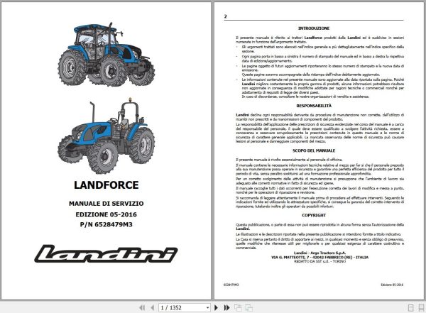 Landini Tractor LandForce 115 125 Service Manual 6528479M3 IT 1