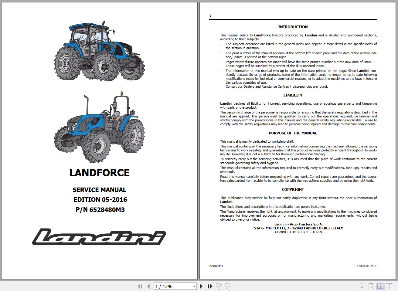 Landini Tractor Landforce 115 Landforce 125 Service Manual 6528480M3 EN 1