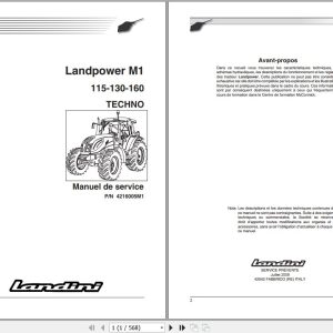 Landini Tractor Landpower 115 130 160 M1 Service Manual 4216005M1 FR 1