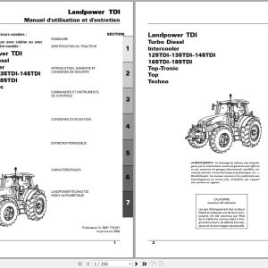 Landini Tractor Landpower 125TDI to 185TDI Operators Maintenance Manual 3681716M1 FR 1