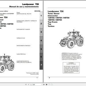Landini Tractor Landpower 125TDI to 185TDI Operators Maintenance Manual 3681717M1 ES 1
