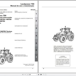 Landini Tractor Landpower 125TDI to 185TDI Operators Maintenance Manual 3681721M2 PT 1