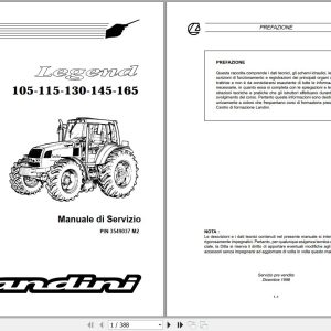 Landini Tractor Legend 105 165 Service Manual 3549037M2 IT 1