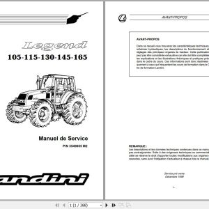 Landini Tractor Legend 105 165 Service Manual 3549055M2 FR 1