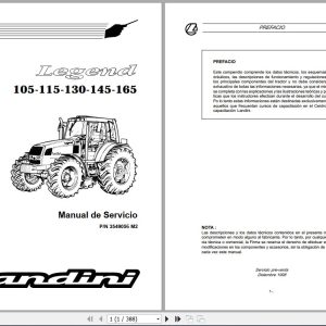 Landini Tractor Legend 105 165 Service Manual 3549056M2 ES 1