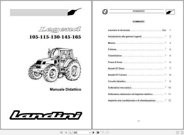 Landini Tractor Legend 105 165 Service Manual MDRP10 IT 1