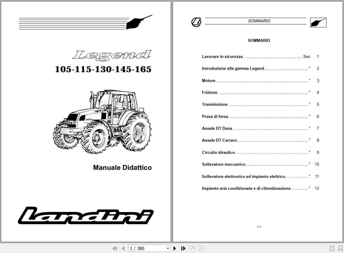 Landini Tractor Legend 105 165 Service Manual MDRP10 IT 1