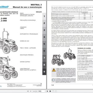 Landini Tractor MISTRAL 2 055 2 060 Operators Maintenance Manual 6686833A1 PT 1