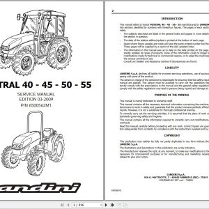 Landini Tractor MISTRAL 40 45 50 55 Service Manual 6500562M1 EN 1
