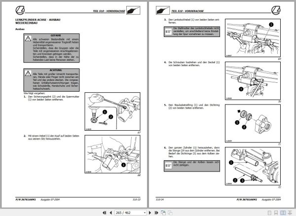 Landini Tractor MISTRAL AMERICA 40 45 50 Service Manual 3676166M1 DE 2