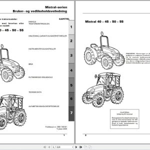 Landini Tractor Mistral 40 45 50 55 Operators Maintenance Manual 3681745M1 NO 1