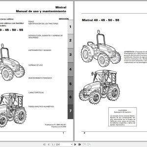 Landini Tractor Mistral 40 45 50 55 Operators Maintenance Manual 3683293M1 ES 1