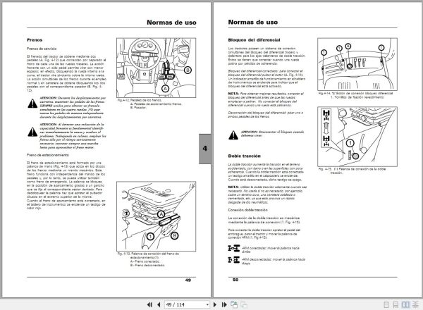 Landini Tractor Mistral 40 45 50 55 Operators Maintenance Manual 3683293M1 ES 2